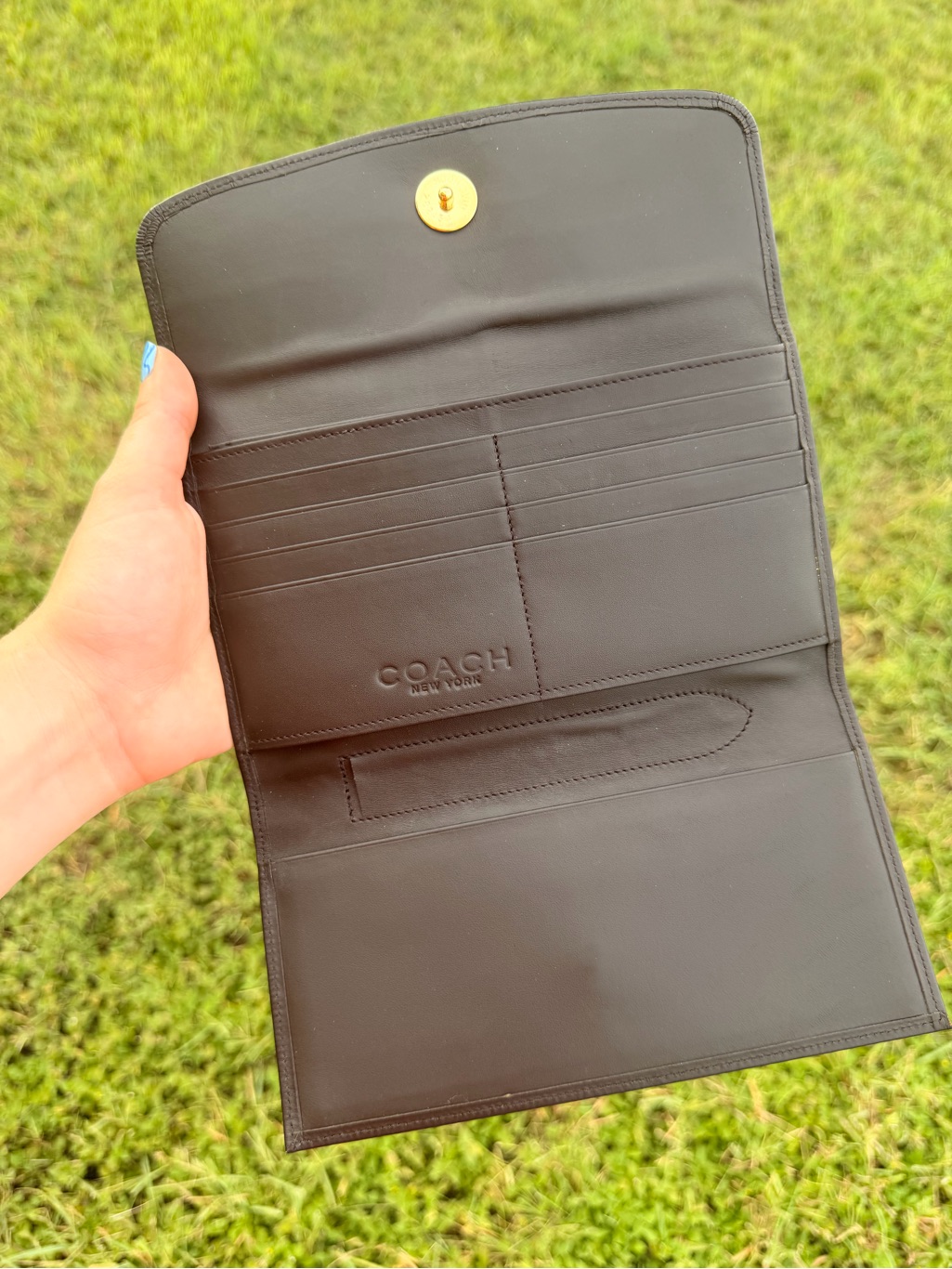Coach Brown Leather Organizer Wallet With Gold Snap